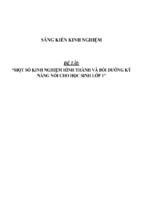 Sáng kiến kinh nghiệm skkn một số kinh nghiệm hình thành và bồi dưỡng kỹ năng nói cho học sinh lớp 1