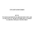 Sáng kiến kinh nghiệm skkn ứng dụng đạo hàm chứng minh bất đẳng thức, giải các bài toán cực trị, bài toán điều kiện về nghiệm của phương trình, bất phương trình