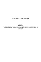 Sáng kiến kinh nghiệm skkn một số hoạt động trong phần post listenning 10 chuẩn