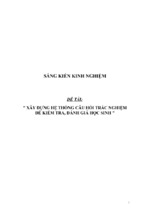 Sáng kiến kinh nghiệm skkn môn tiếng anh thcs xây dựng hệ thống câu hỏi trắc nghiệm để kiểm tra, đánh giá học sinh