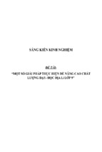 Sáng kiến kinh nghiệm skkn một số giải pháp nâng cao chất lượng dạy và học địa lý 9