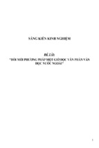 Sáng kiến kinh nghiệm skkn đổi mới phương pháp một giờ đọc văn phần văn học nước ngoài