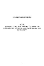 Sáng kiến kinh nghiệm skkn động cơ của học sinh, thái độ của cha mẹ ảnh hưởng đến việc học tiếng anh của các em học sinh trường thpt