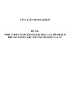 Sáng kiến kinh nghiệm skkn một số biện pháp giúp hs khắc phục sai lầm khi giải phương trình và bất phương trình ở toán 10