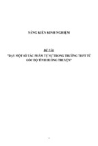 Sáng kiến kinh nghiệm skkn dạy một số tác phẩm tự sự trong trường thpt từ góc độ tình huống truyện