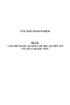 Sáng kiến kinh nghiệm skkn môn ngữ văn thcs  làm thế nào để tạo hứng thú học tập môn ngữ văn thcs cho học sinh