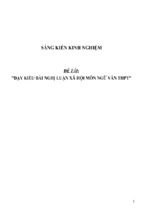 Sáng kiến kinh nghiệm dạy kiểu bài nghị luận xã hội môn ngữ văn thpt