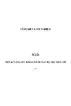 Sáng kiến kinh nghiệm rèn kĩ năng giải toán có lời văn cho học sinh lớp 1