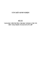 Sáng kiến kinh nghiệm skkn giáo dục môi trường cho học sinh qua việc tổ chức hoạt động ngoài giờ lên lớp