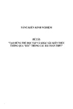 Sáng kiến kinh nghiệm skkn tạo hứng thú học tập và khắc sâu kiến thức thông qua  bẫy  trong các bài toán thpt