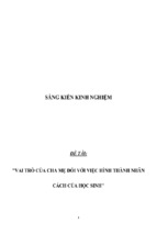 Sáng kiến kinh nghiệm vai trò của cha mẹ đối với việc hình thành nhân cách của học sinh