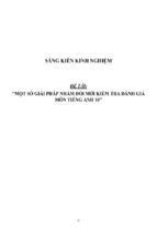 Sáng kiến kinh nghiệm skkn một số giải pháp nhằm đổi mới kiểm tra đánh giá môn tiếng anh 10