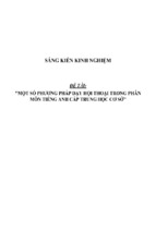 Sáng kiến kinh nghiệm skkn một số phương pháp dạy hội thoại trong phân môn tiếng anh cấp trung học cơ sở