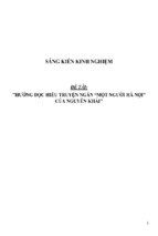 Sáng kiến kinh nghiệm skkn hướng đọc hiểu truyện ngắn “một người hà nội” của nguyễn khải