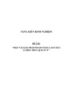 Sáng kiến kinh nghiệm skkn về một vài giải pháp nhằm nâng cao chất lượng môn lịch sử 9