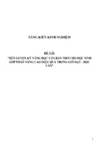 Sáng kiến kinh nghiệm skkn rèn luyện kỹ năng đọc văn bản thơ cho học sinh góp phần nâng cao hiệu quả trong giờ dạy   học văn