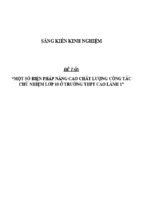 Sáng kiến kinh nghiệm skkn một số biện pháp nâng cao chất lượng công tác chủ nhiệm lớp 10 ở trường thpt cao lãnh 1