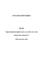 Sáng kiến kinh nghiệm skkn về một số kinh nghiệm nâng cao công tác chủ nhiệm học sinh lớp 5