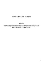 Sáng kiến kinh nghiệm skkn rèn luyện cho học sinh giải một số bài tập bằng phương pháp lượng giác