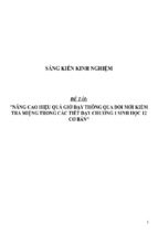 Sáng kiến kinh nghiệm skkn nâng cao hiệu quả giờ dạy thông qua đổi mới kiểm tra miệng trong các tiết dạy chương 1 sinh học 12 cơ bản