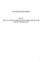 Sáng kiến kinh nghiệm sáng kiến kinh nghiệm skkn dạy tác phẩm văn học dân gian trong mối quan hệ với văn hóa dân gian