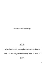 Sáng kiến kinh nghiệm một số biện pháp nhằm nâng cao hiệu quả đọc   hiểu tác phẩm đọc thêm cho học sinh 12   ban cơ bản