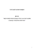 Sáng kiến kinh nghiệm skkn một số biện pháp quản lý chỉ đạo nâng cao chất lượng giáo dục ở trường mầm non