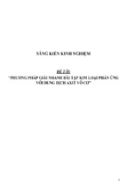 Sáng kiến kinh nghiệm skkn về phương pháp giải nhanh bài tập kim loại phản ứng với dung dịch axit vô cơ