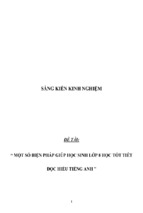 Sáng kiến kinh nghiệm skkn về một số biện pháp giúp học sinh lớp 8 học tốt tiết đọc hiểu tiếng anh