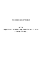 Sáng kiến kinh nghiệm skkn một vài suy nghĩ giúp học sinh lớp 4 rèn kỹ năng cảm thụ văn học