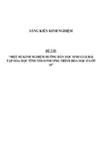 Sáng kiến kinh nghiệm hướng dẫn học sinh giải bài tập hóa học tính theo phương trình hóa học ở lớp 10