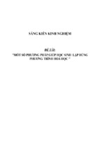 Sáng kiến kinh nghiệm skkn một số phương pháp giúp học sinh lập đúng phương trình hóa học thcs