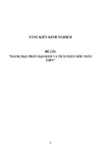 Sáng kiến kinh nghiệm giảng dạy phần đạo hàm và tích phân môn toán thpt