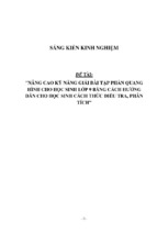 Sáng kiến kinh nghiệm skkn nâng cao kĩ năng giải bài tập phần quang hình cho học sinh lớp 9 bằng cách hướng dẫn cho học sinh cách thức điều tra, phân tích