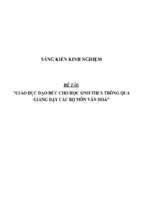 Sáng kiến kinh nghiệm skkn giáo dục đạo đức cho học sinh thcs thông qua giảng dạy các bộ môn văn hoá