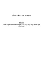 Sáng kiến kinh nghiệm skkn ứng dụng cntt xây dựng tư liệu dạy học môn địa lý lớp 10