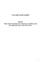 Sáng kiến kinh nghiệm một số kinh nghiệm hay trong quá trình giảng dạy môn giáo dục công dân thcs