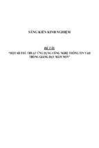 Sáng kiến kinh nghiệm skkn một số thủ thuật ứng dụng công nghệ thông tin vào trong giảng dạy mầm non