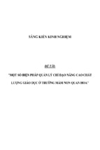 Sáng kiến kinh nghiệm skkn về một số biện pháp quản lý chỉ đạo nâng cao chất lượng giáo dục ở trường mầm non quan hoa