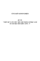Sáng kiến kinh nghiệm skkn thiết kế và tổ chức trò chơi trong giờ học lịch sử cho học sinh khối lớp 8 – 9