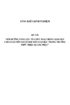 Sáng kiến kinh nghiệm skkn bồi dưỡng năng lực tổ chức hoạt động giáo dục cho giáo viên nhằm đổi mới giáo dục trong trường thpt triệu quang phục