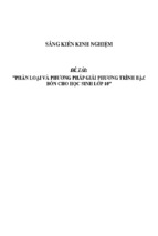 Sáng kiến kinh nghiệm skkn phân loại và phương pháp giải phương trình bậc bốn cho học sinh lớp 10