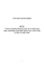 Sáng kiến kinh nghiệm skkn áp dụng phương pháp dạy học dự án trong bài thực hành môn gdcd thpt nhằm tăng cường tính tự học của học sinh