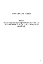 Sáng kiến kinh nghiệm skkn tuyển chọn xây dựng hệ thống bài tập chọn lọc nhằm bồi dưỡng năng lực tư duy cho học sinh chuyên lý