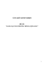 Sáng kiến kinh nghiệm giảng dạy phần phương trình lượng giác