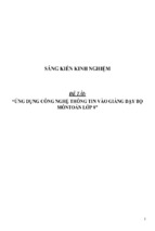 Sáng kiến kinh nghiệm skkn ứng dụng công nghệ thông tin vào giảng dạy bộ môn toán lớp 9