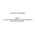 Sáng kiến kinh nghiệm skkn vận dụng bài học hoá học 12 để giải thích một số hiện tượng thực tiễn