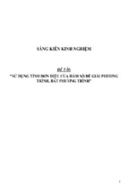 Sáng kiến kinh nghiệm skkn sử dụng tính đơn điệu của hàm số để giải phương trình, bất phương trình