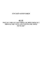 Sáng kiến kinh nghiệm skkn phát huy hiệu quả hoạt động cặp, nhóm trong quá trình dạy học tiếng anh ở trường ptth