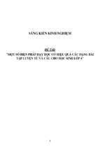 Sáng kiến kinh nghiệm skkn một số biện pháp dạy học có hiệu quả các dạng bài tập luyện từ và câu cho học sinh lớp 4